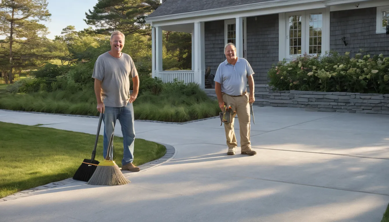 A new concrete driveway beside a home in Economy after a fresh pour