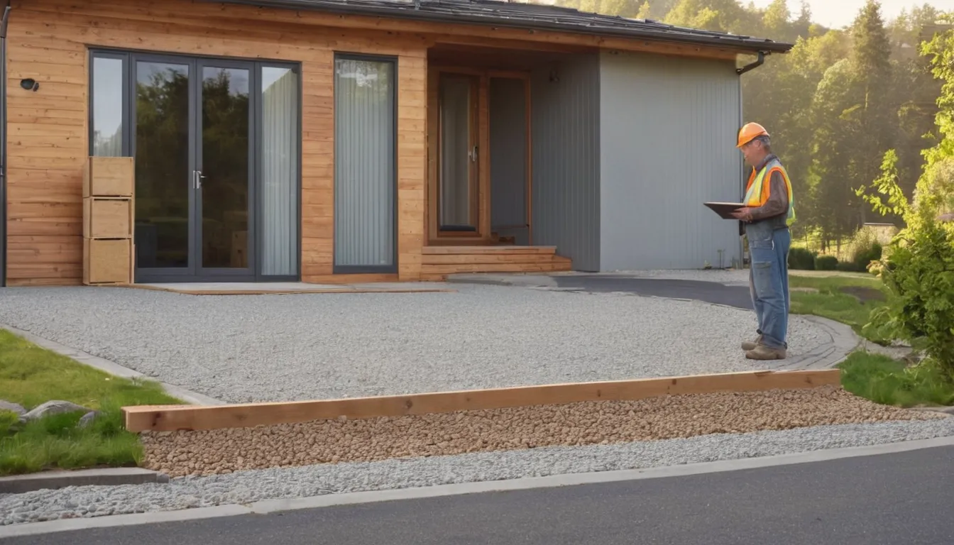A homeowner and a concrete provider look over a new driveway layout in Economy